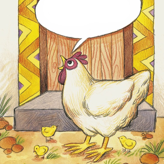 A chicken surrounded by chicks.