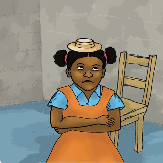 A girl wearing a small hat.