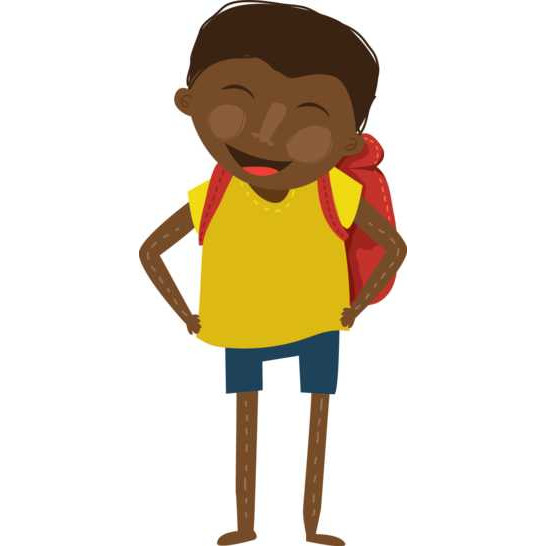 A boy with a backpack on.