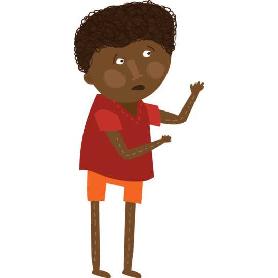 A boy calling for someone.