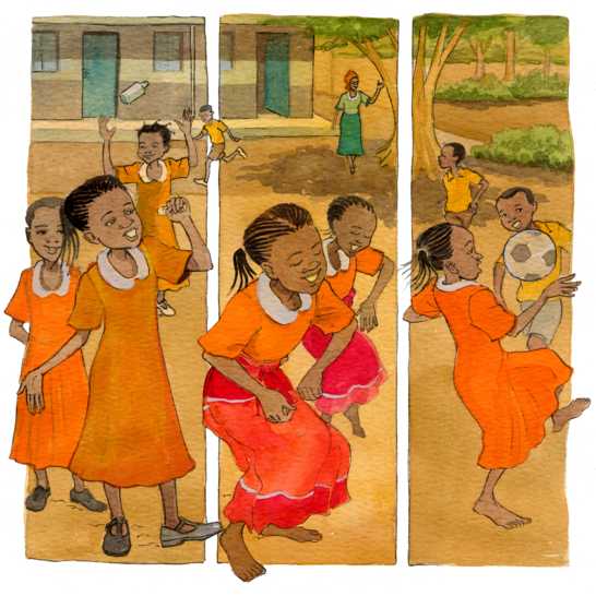 Children playing together in a playground.