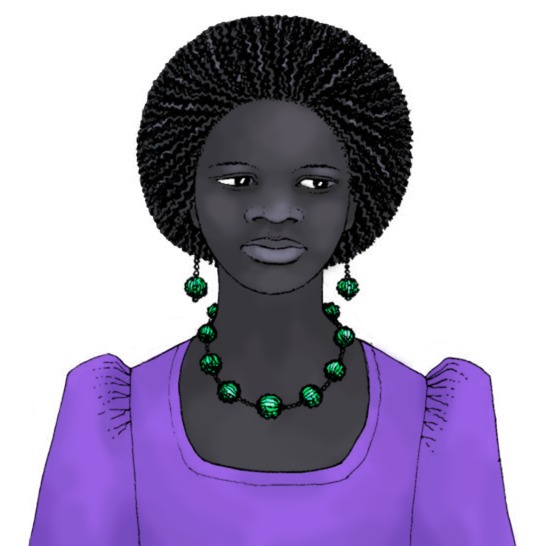 A woman with neatly combed hair.